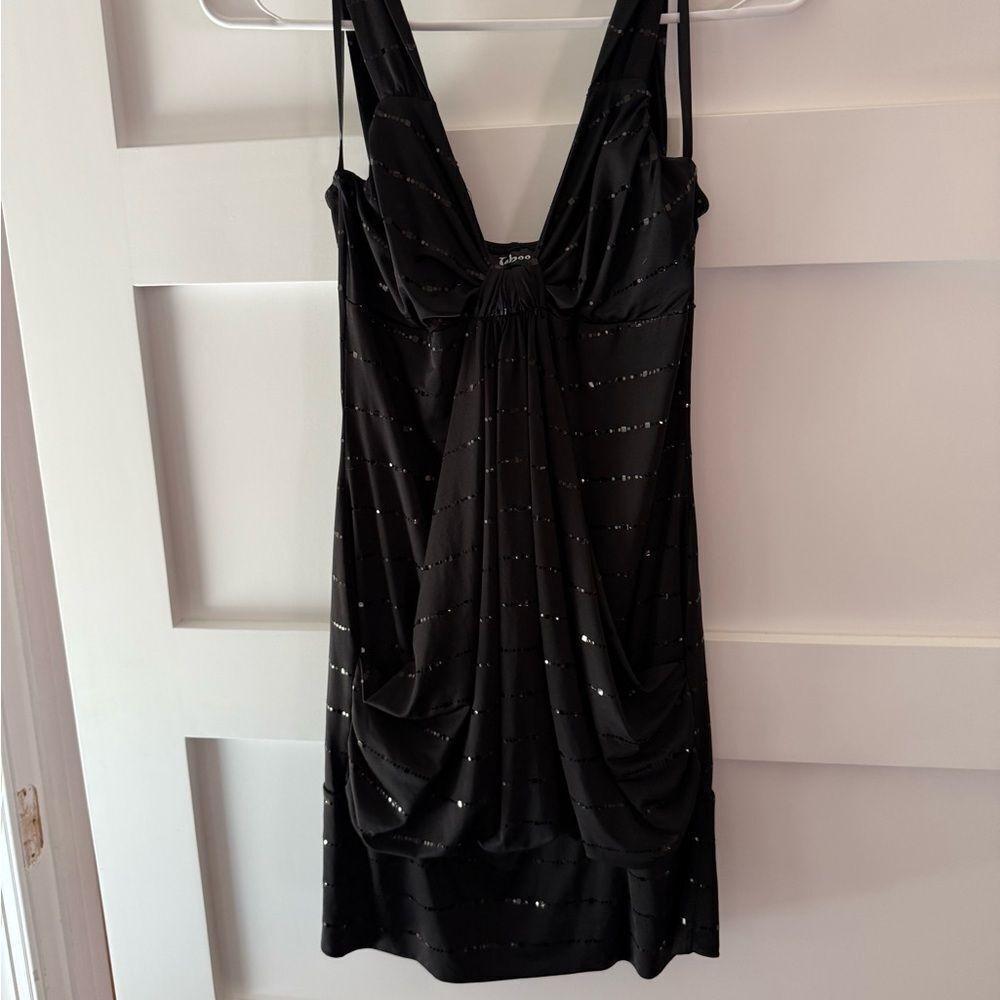 Y2K Taboo Black Sequin Bodycon Dress size medium